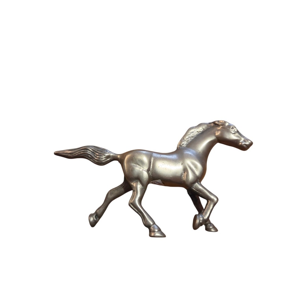Vintage Solid Brass Horse 4in X 6.5 In